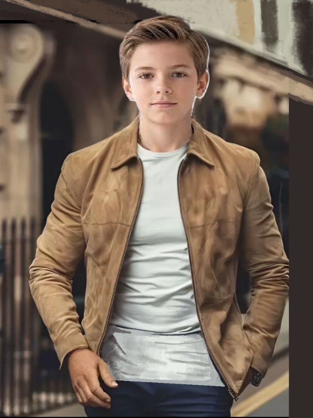 THE CHILDREN'S PLACE Unisex Tan Suede Jacket Sz XL (14)